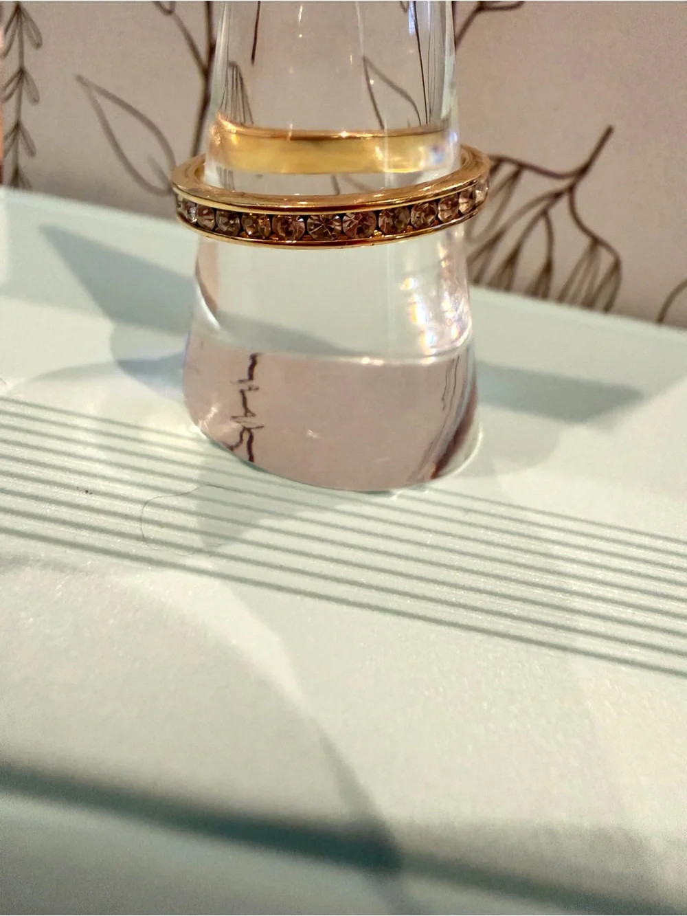 Gold Tone Crystal-Accent Stackable Ring sz 9